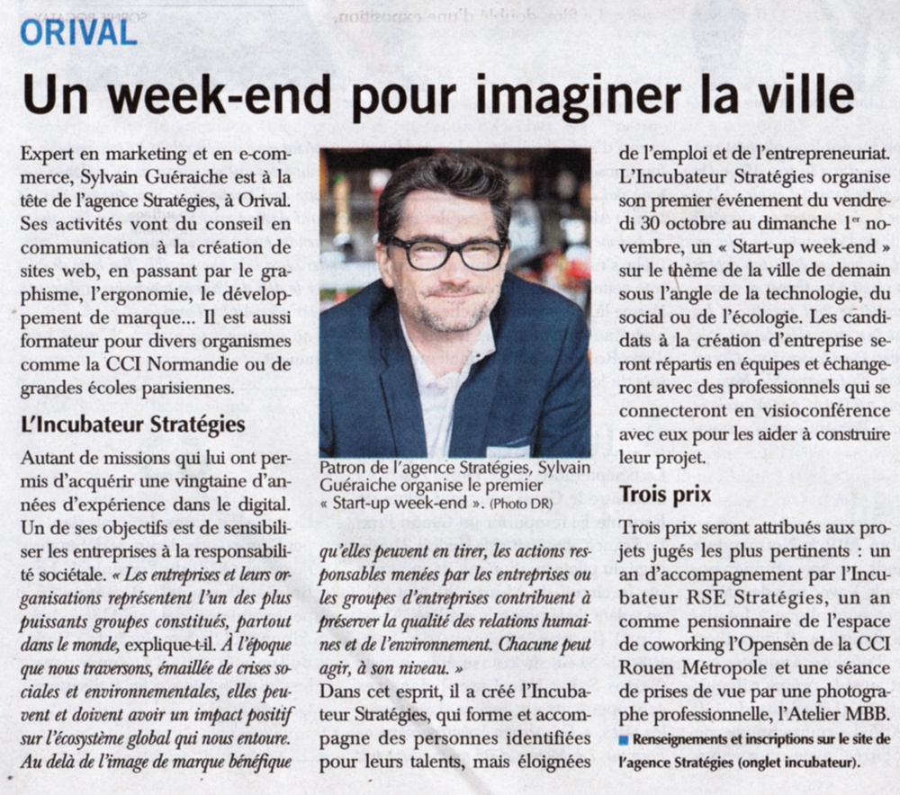 article presse média Paris Normandie Sylvain Guéraiche Incubateur RSE Stratégies
